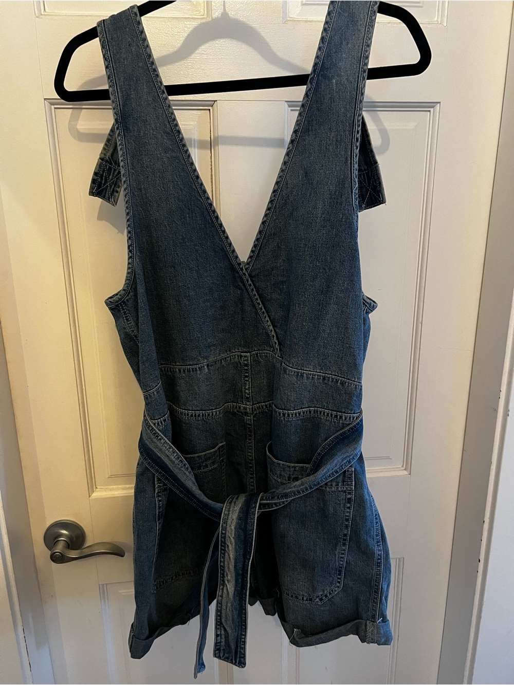 NWT Free People Memphis Medium Wash Denim Button-Front Shortalls - Picture 7 of 10